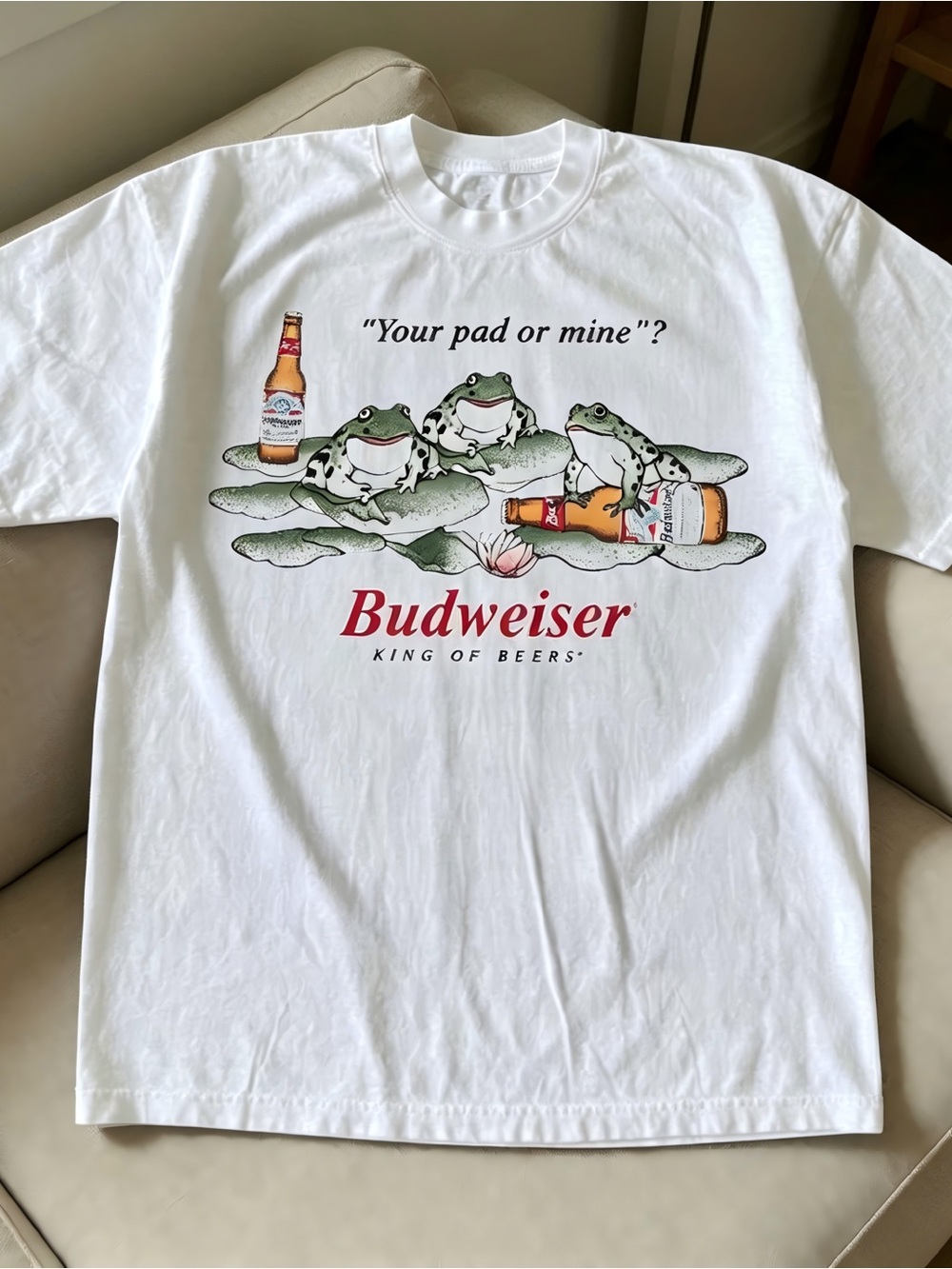 White Women Men T-shirt unisex - Budweiser frog 🐸 t shirt